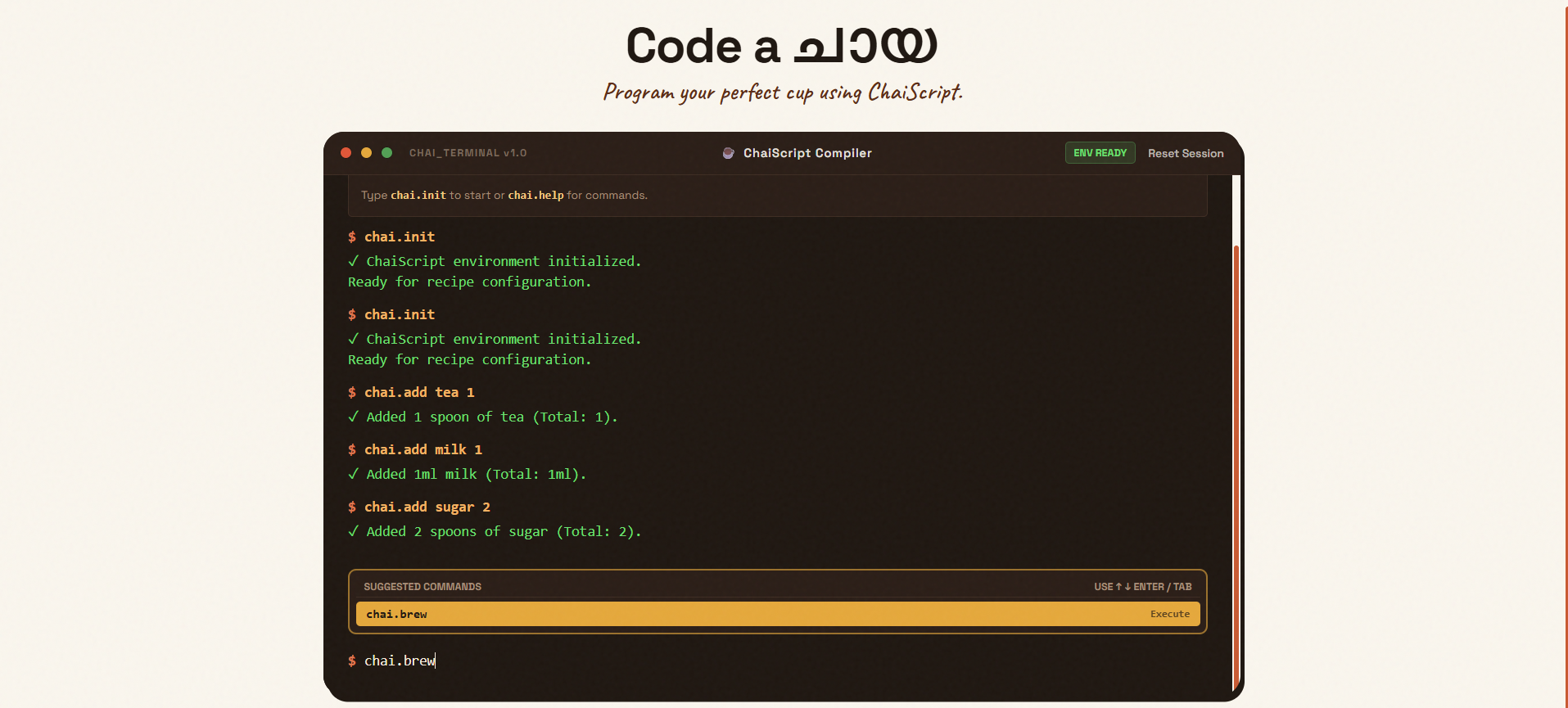 ChaiScript Terminal v1.0 - Code a Chaya